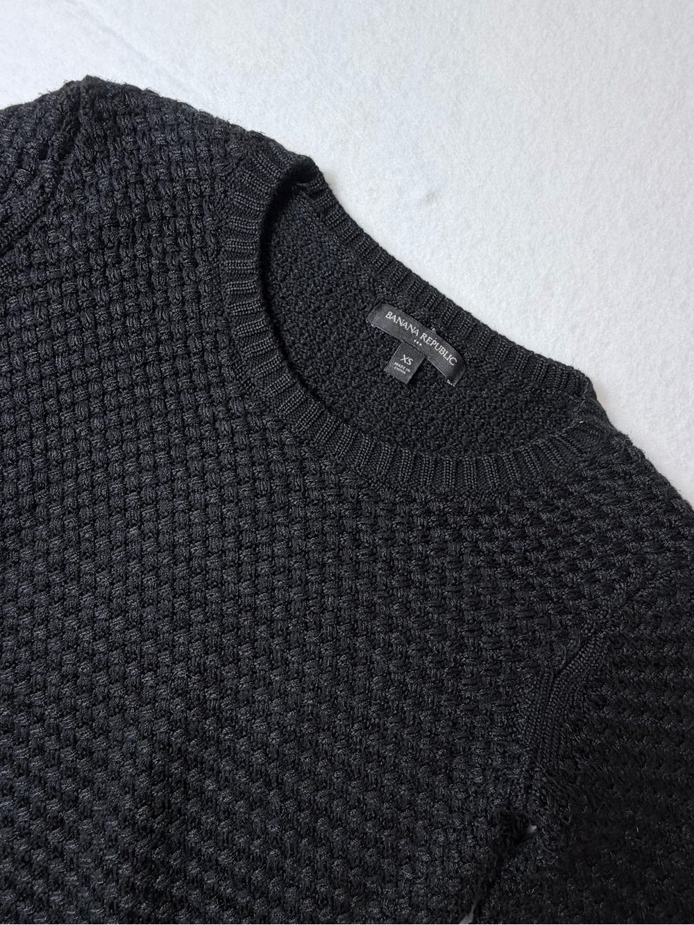 Banana Republic Black Textured Crewneck Sweater